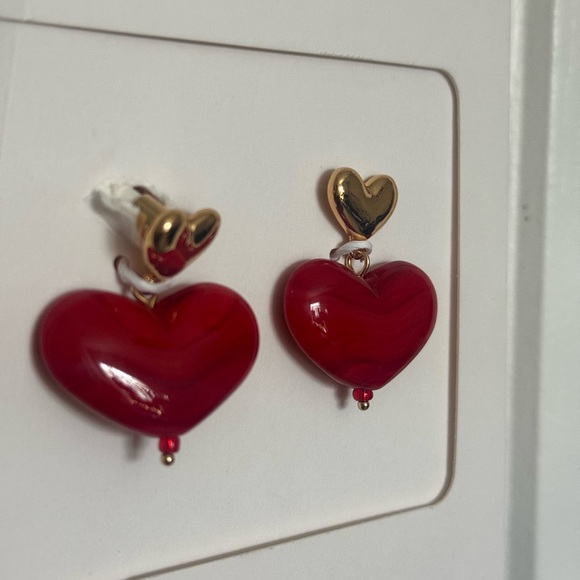 Zara red heart drop earrings - Picture 2 of 3
